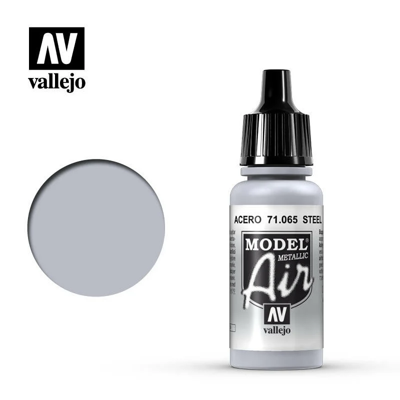 Vallejo Model Air Metallic Paint 17ml - Steel - Image 2