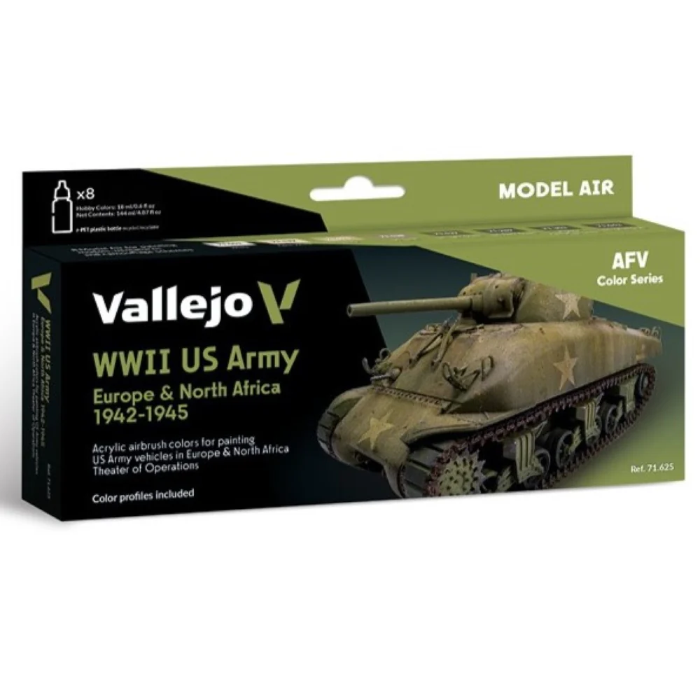 Vallejo Model Air WWII US Army Europe & North Africa 1942-1945 Paint 8-Piece Set