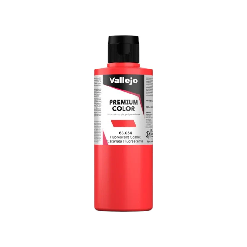 Vallejo Premium Colour Acrylic Airbrush Paint 200 ml - Fluorescent Scarlet