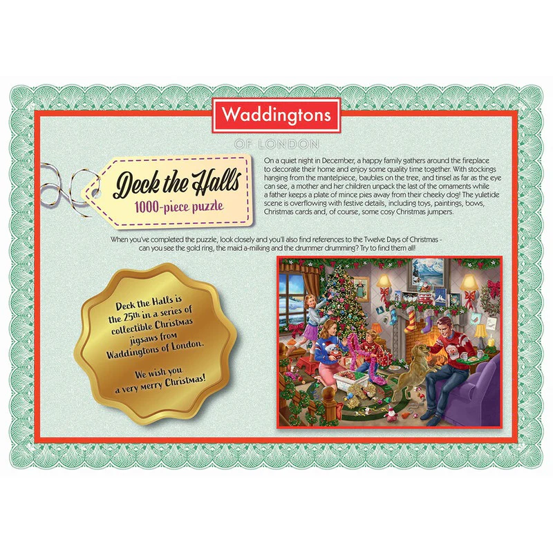 Winning Moves Games Waddingtons Christmas Deck the Halls - 1000 Piece Jigsaw - Image 2