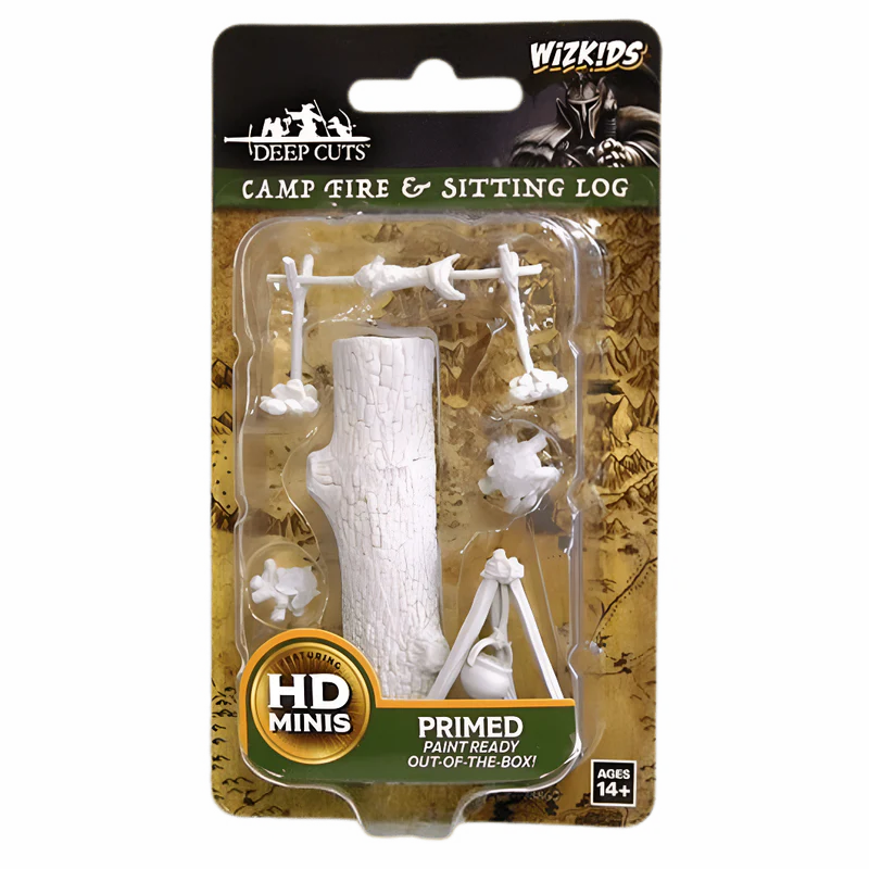 WizKids Deep Cuts: Unpainted Miniatures Camp Fire & Sitting Log