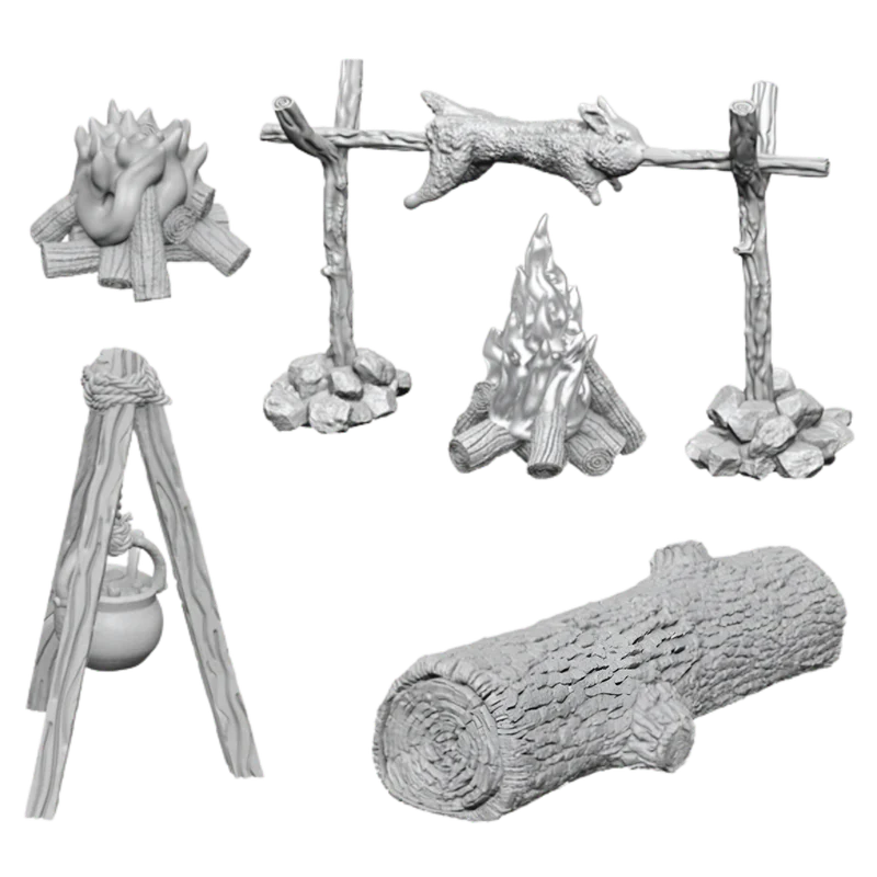 WizKids Deep Cuts: Unpainted Miniatures Camp Fire & Sitting Log - Image 2